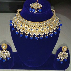 Golden And Blue Jewellery Set