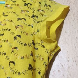 Yellow Chikankari Short Top