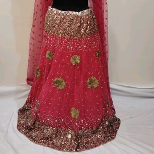 Pink Colour Mirror Worked Lehenga