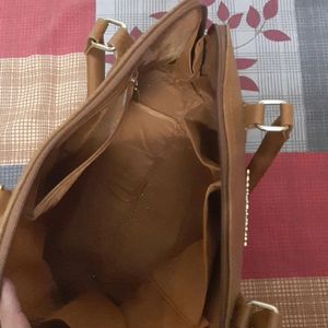 Brown Textured Handbag For Women