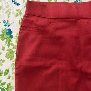 Marks And Spencer Red Fitted Formal Skirt