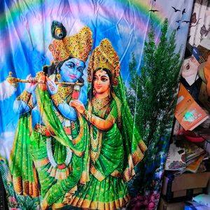 New Radhe Krishna 7 Feet Door Curtain Single