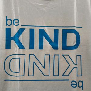 White T Shirt With Be Kind In Blue