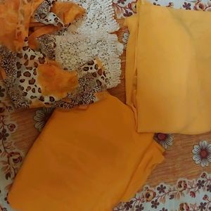 Orange Colour Slawar Suit Set With Dupatta In Good