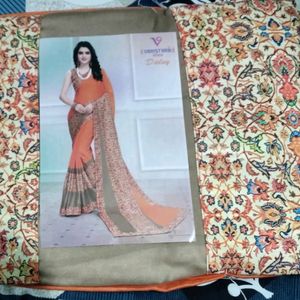 Poly Silk Saree With Attached Blouse