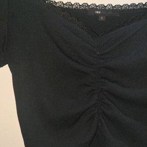 Black Laced Cropped Top