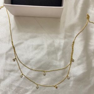 Golden Dual Layer Zircon NecklaceMade with 925 Sil