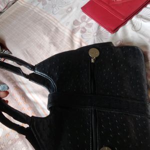 Espelho Designer Black Leather Hand Bag