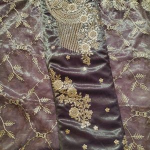 Embroidered Semi Stitched Suit,Full Work Dupatta