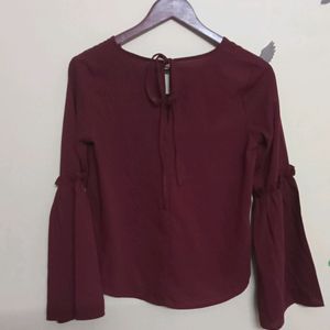 Maroon Baloon Sleeve Top (Women)