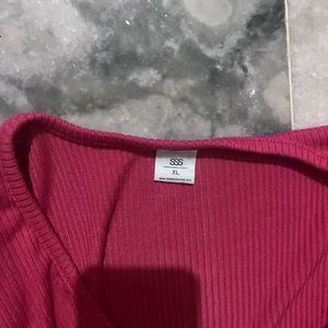 Pink Deep Neck Crop Top