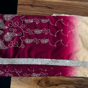 RED & CREAM COLOURED DESIGNER SAREE