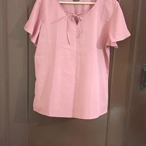 Baby Pink Western Top With Front Tie Up