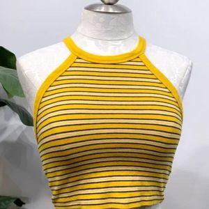 Zara Yellow Stripped Crop Top