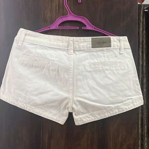 White Embellished Ribbed Shorts