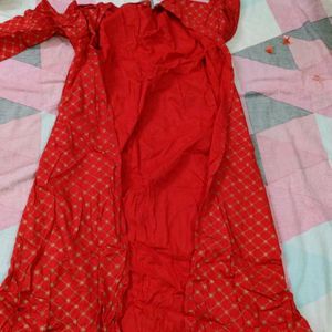 Black Anarkali Kurta With Red Shrug