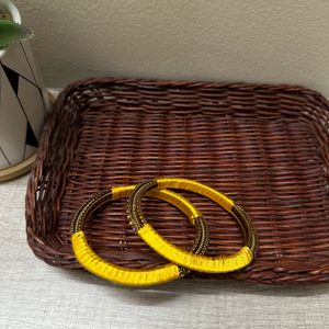 Golden Bangle With Yellow Thread