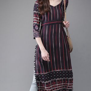 Pom-Pom Design Kurta For Women