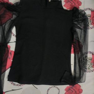 Black Top With Puffed Sleeves