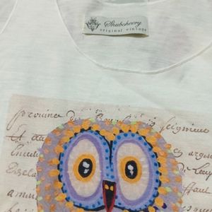 Office White, Beautiful Print Owl, Tank Top