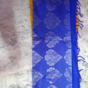 New Unused Silver Zari Silk Saree