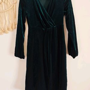 Westside Bottle Green Velveteen Dress