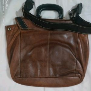 Used Genuine Leather Unisex Office Bag In Good Con