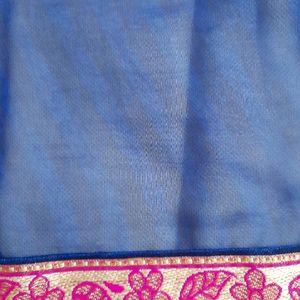 Dark Blue Georgette Saree with Blouse