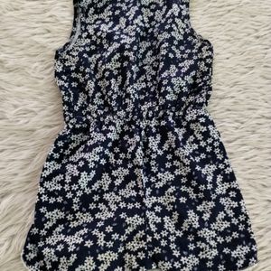 Navy Blue Printed Dress (Girls)