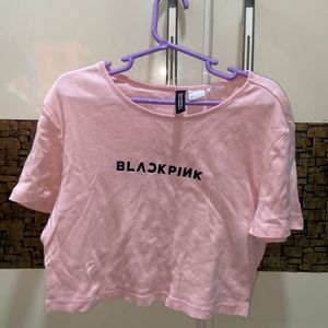 h&m / black pink brand cropped tshirt