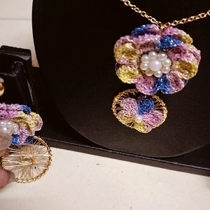 Crochet Jwellery Set (Multicolored)