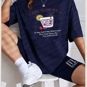 Oversized otshirt fashion Navy Blue colour Fabric-