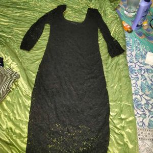 Women Black Net Dress Party Imported