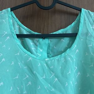 Perfect Sea Green Back Button Summery Top