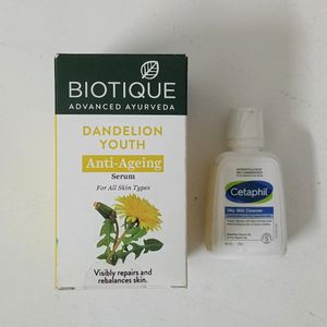 Biotique Serum + Cetaphil Oily Skin Cleanser