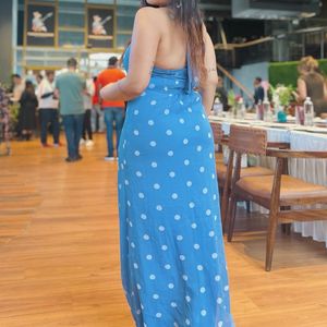 Polka Dots Halter Neck Maxi Dress