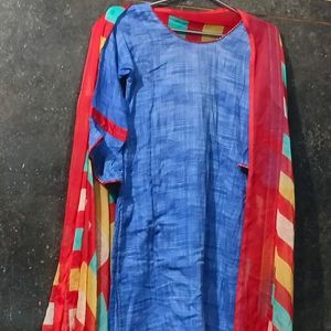 Blue Red Beutyfull Kurta Set