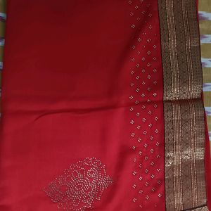 New Red Chiffon Saree