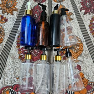 HAUL OF UPCYCLED PUSH AND DISPENSE BOTTLES