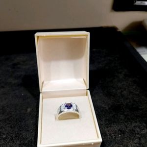 Purple Diamond Ring Pure Silver