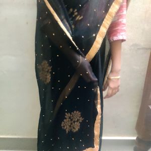 Black Stone Work Soft Saree