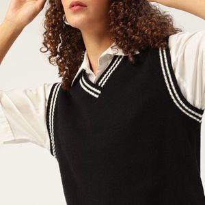 Kook N Keech Women Black Sweater Vest