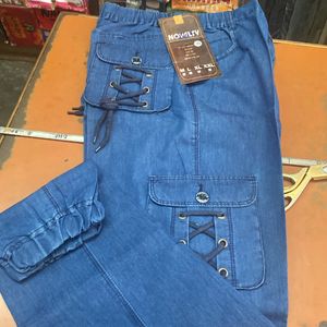 Denim Blue Cargo Pants For Men’s