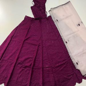 Burgundy Lehenga Blouse N Dupata