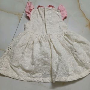 White Pink Chiken Frock