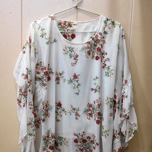 Pretty White Floral Printed Top (Women)