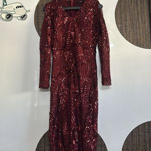 Sequins Midi Maroon/wine Color