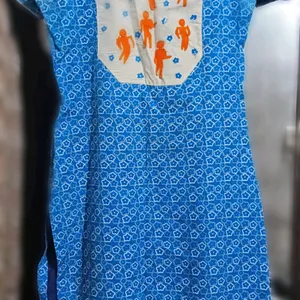 Handcrafted Sky Blue Cotton Kurta