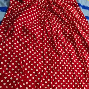 Old Cinematic Model Dress Red And White Dotted