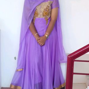 Violet Gown With Dupatta